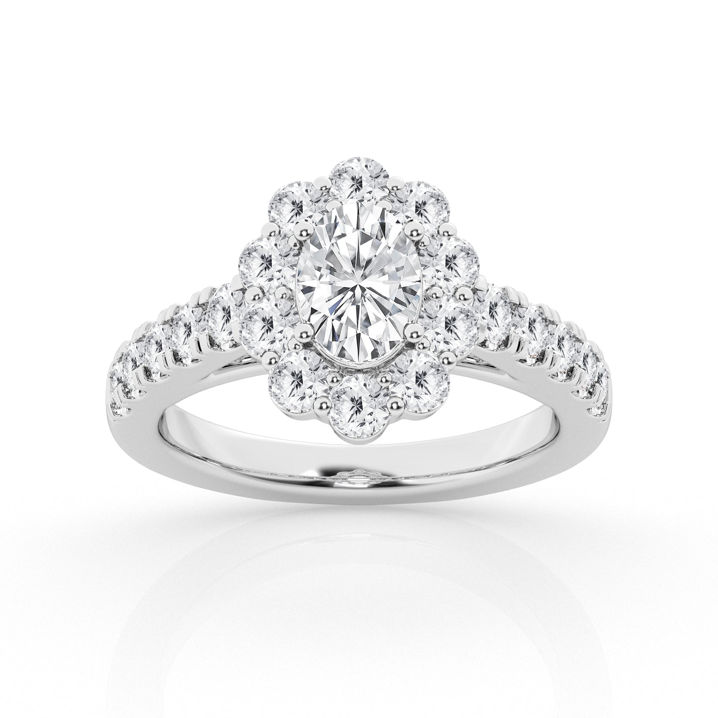 3.00 cttw Halo Bridal Ring with 1.00 ct Oval Center Stone