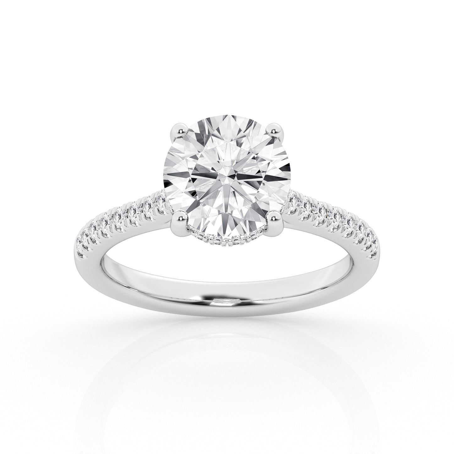 2.50 cttw Hidden Halo Bridal Ring with 2.00 ct Round Center Stone