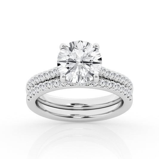 3.50 cttw Hidden Halo Bridal Ring with 3.00  center Round
