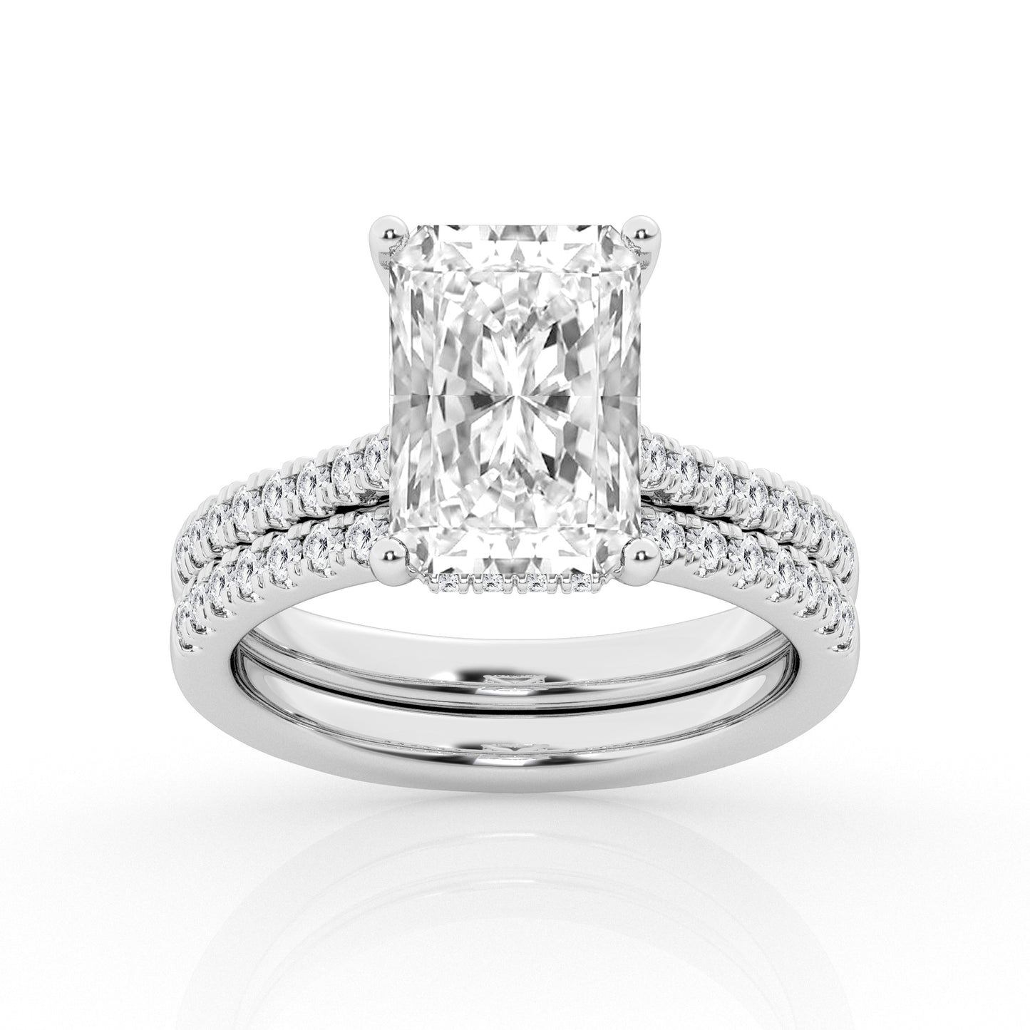 2.50 cttw Hidden Halo Bridal Ring with 2.00 ct Radiant Center Stone
