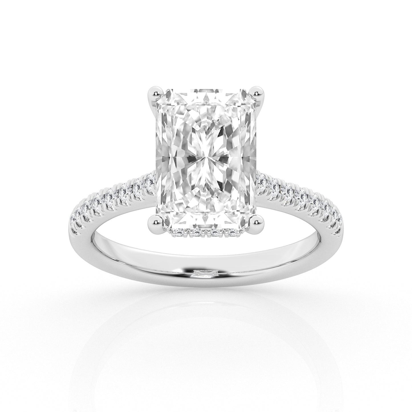 2.50 cttw Hidden Halo Bridal Ring with 2.00 ct Radiant Center Stone