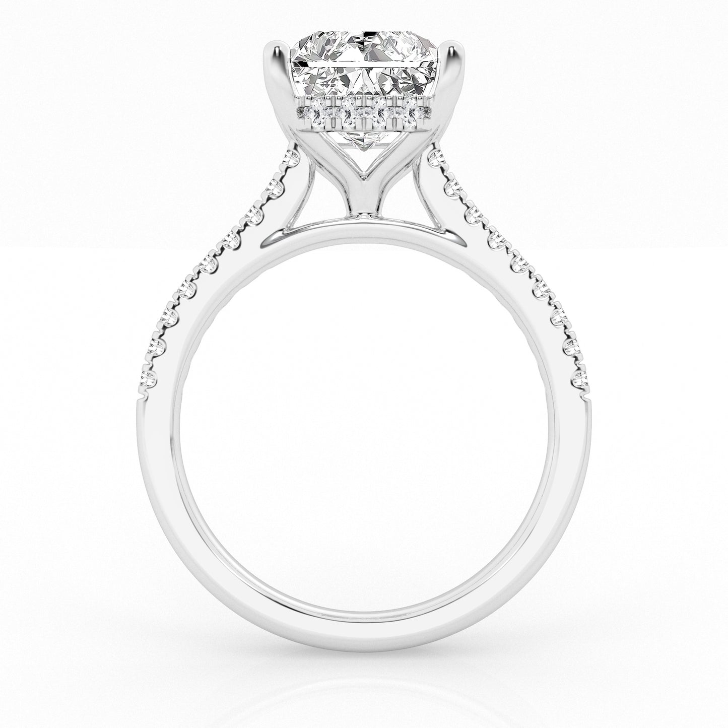 2.50 cttw Hidden Halo Bridal Ring with 2.00 ct Radiant Center Stone