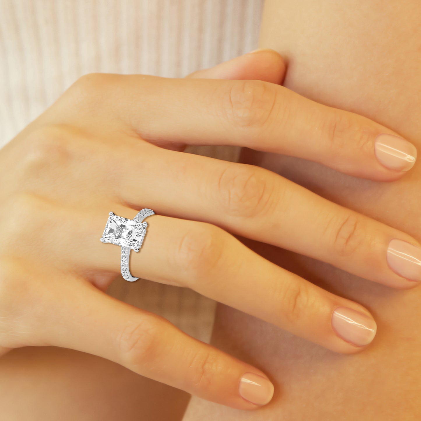 2.50 cttw Hidden Halo Bridal Ring with 2.00 ct Radiant Center Stone