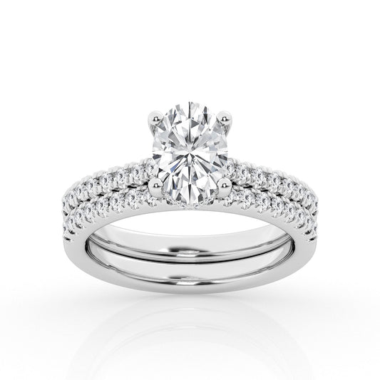 3.50 cttw Hidden Halo Bridal Ring with 3.00  center Oval
