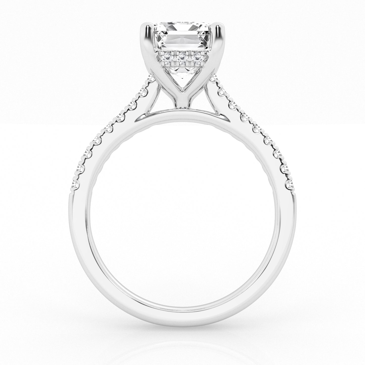 3.50 cttw Hidden Halo Bridal Ring with 3.00 center Emerald