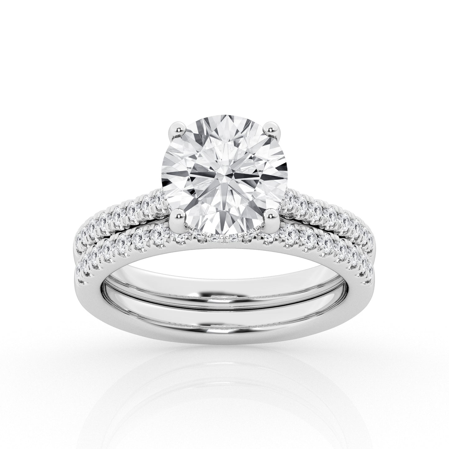 4.50 cttw Hidden Halo Bridal Ring with 4.00  center Round