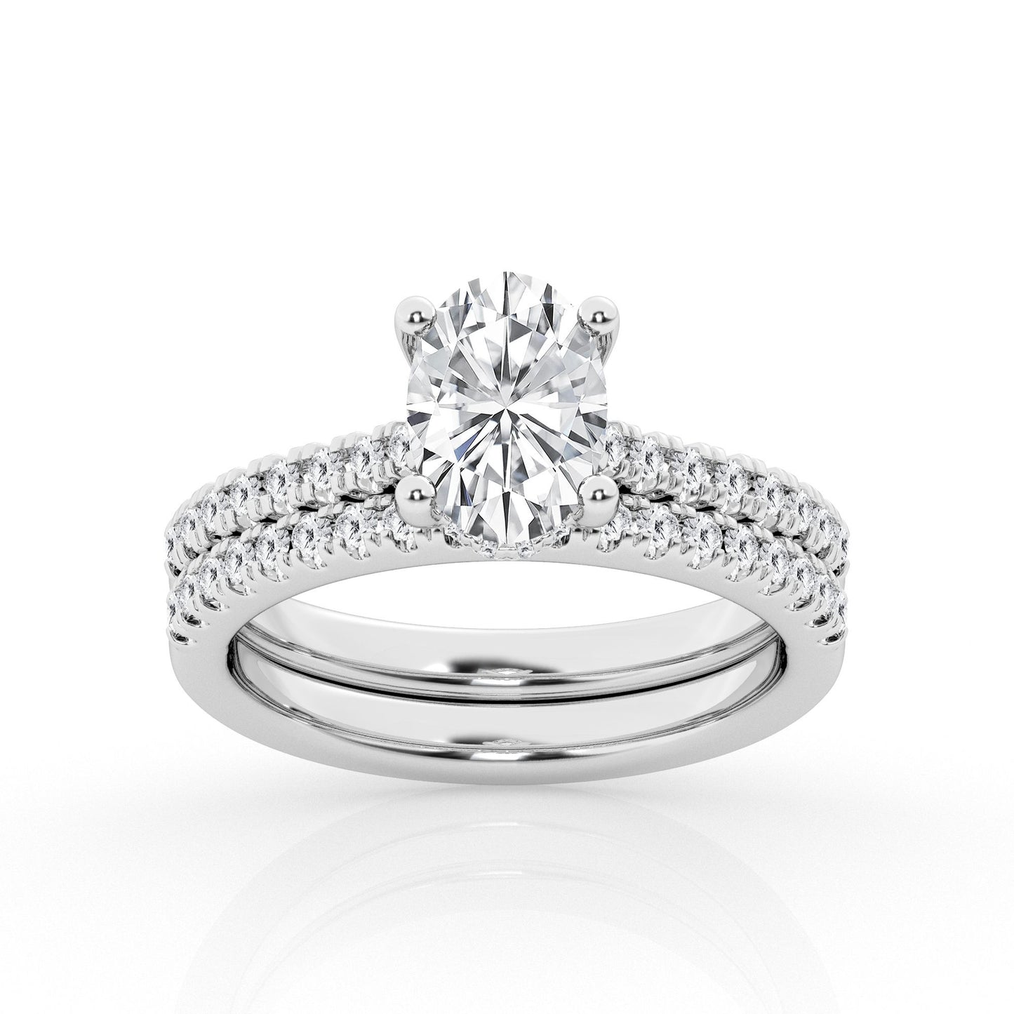 4.50 cttw Hidden Halo Bridal Ring with 4.00  center Oval