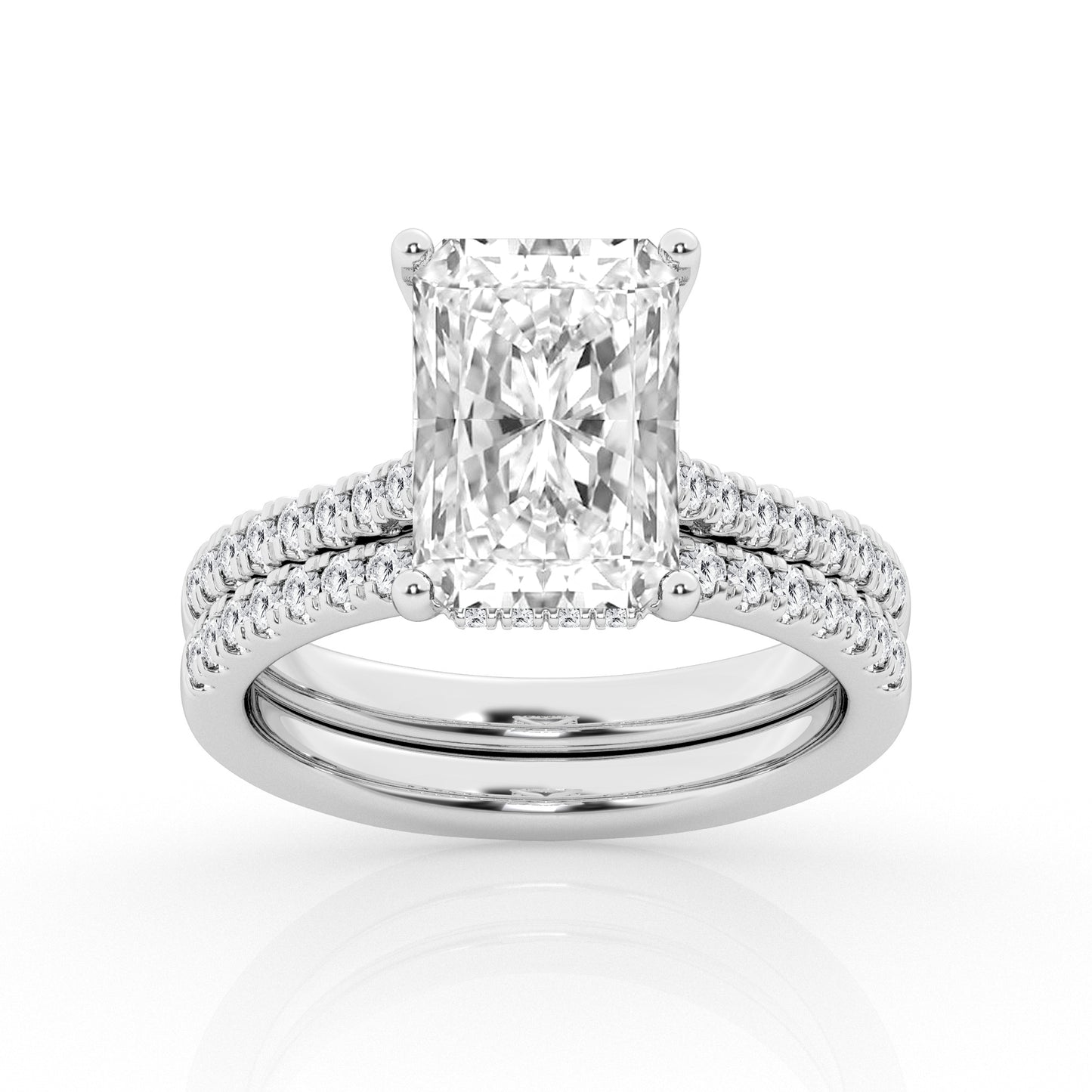 4.50 cttw Hidden Halo Bridal Ring with 4.00  center Radiant