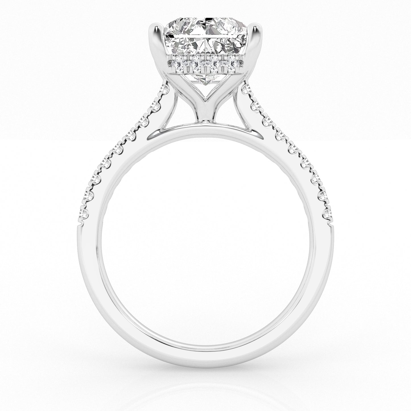 4.50 cttw Hidden Halo Bridal Ring with 4.00  center Radiant