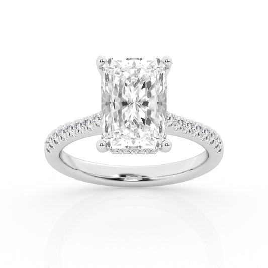 5.50 cttw Hidden Halo Bridal Ring with 5.00  center Radiant