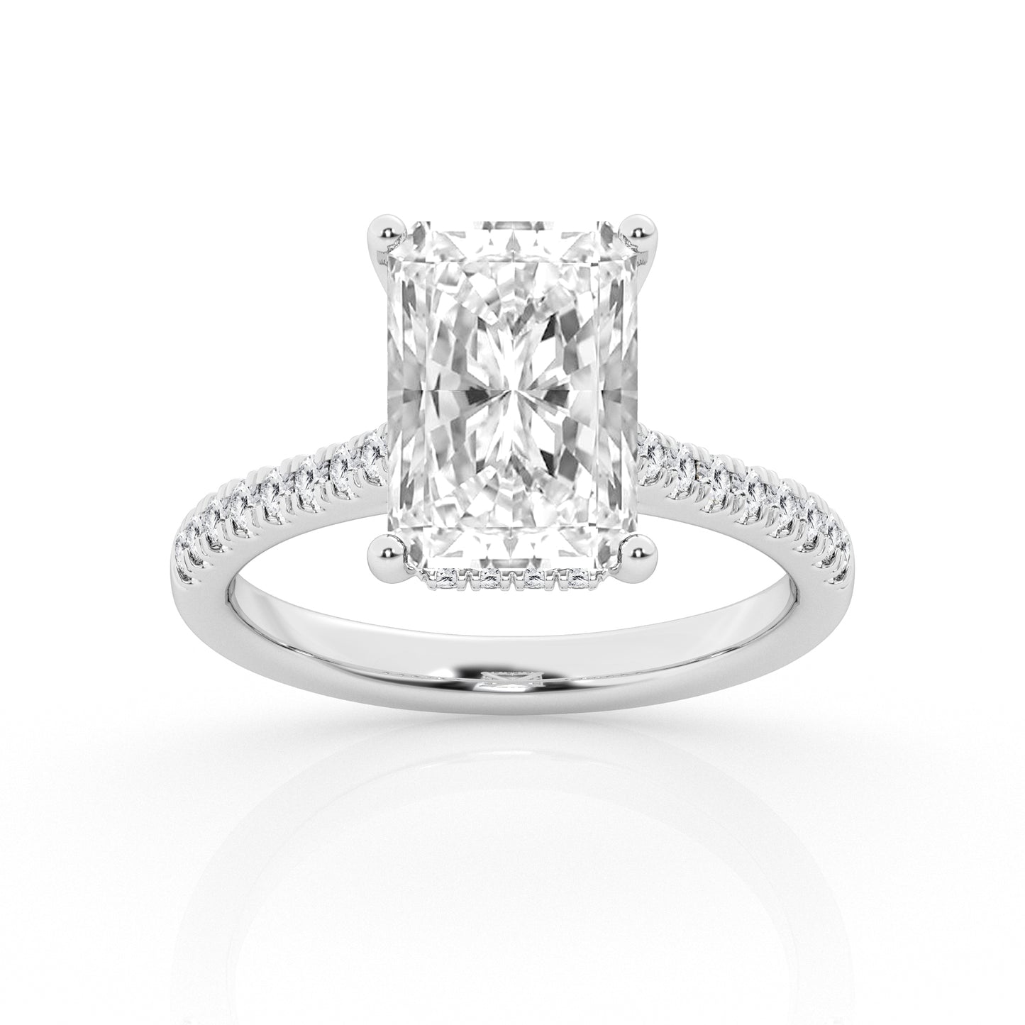 5.50 cttw Hidden Halo Bridal Ring with 5.00  center Radiant