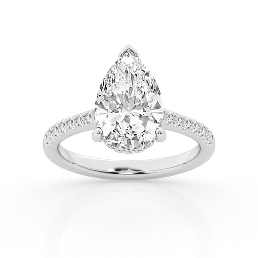 5.50 cttw Hidden Halo Bridal Ring with 5.00  center Pear