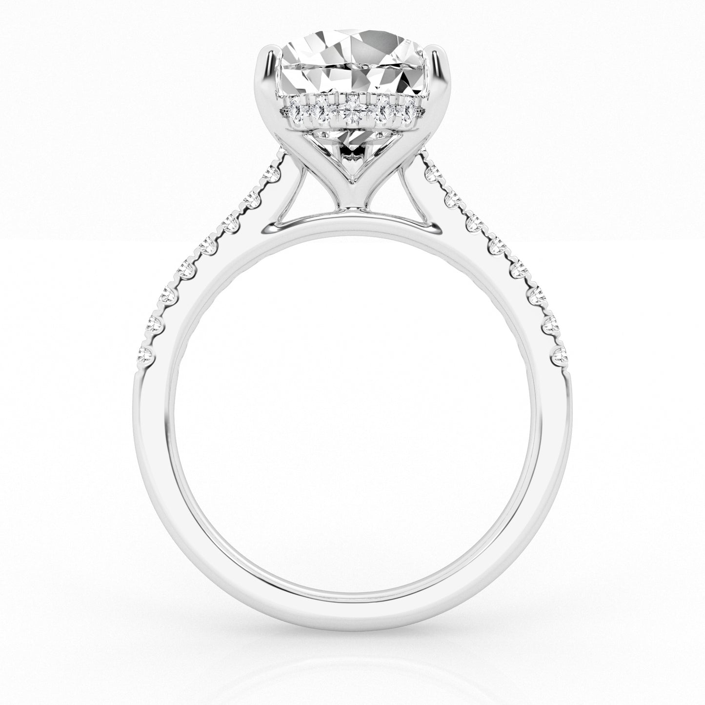 5.50 cttw Hidden Halo Bridal Ring with 5.00  center Pear