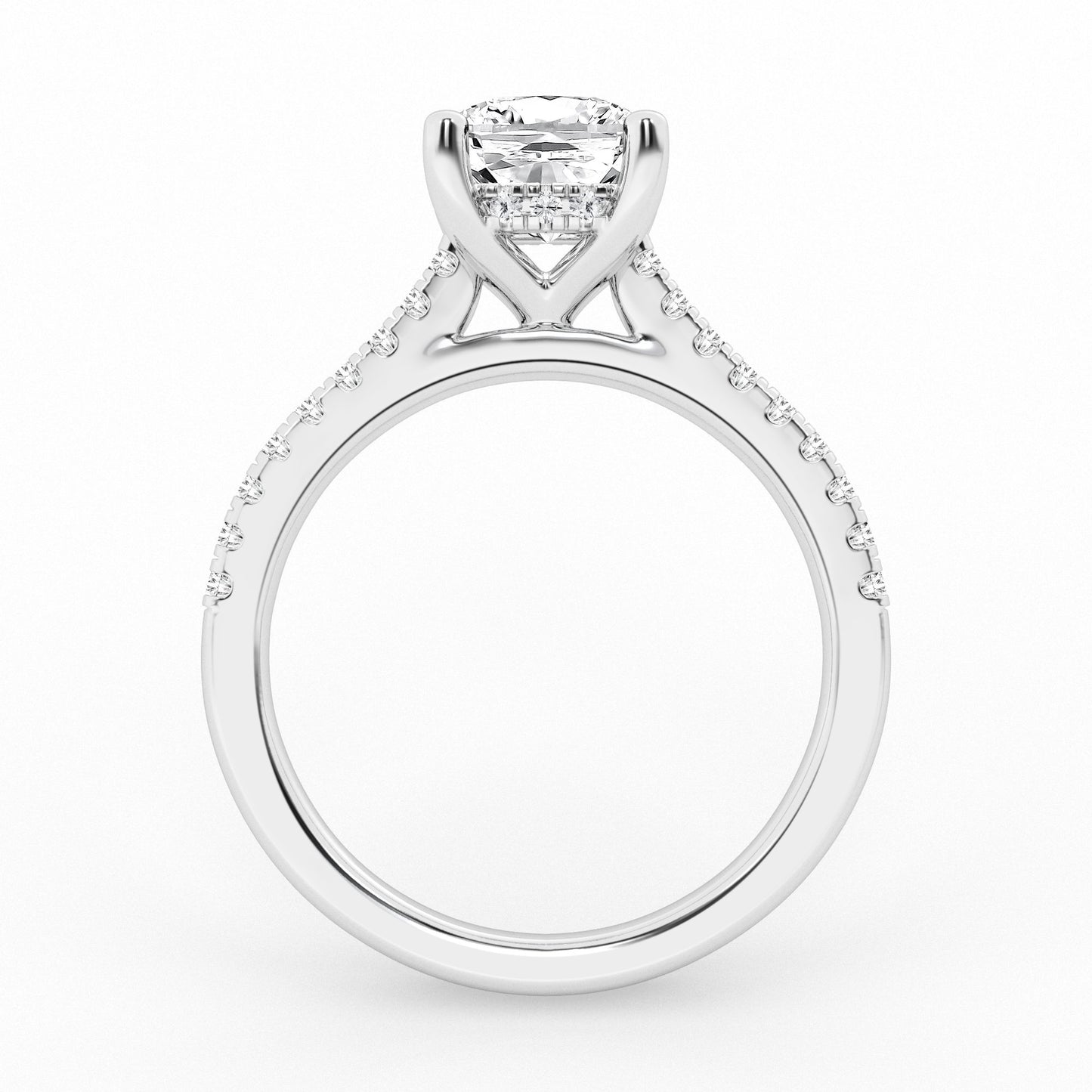 5.50 cttw Hidden Halo Bridal Ring with 5.00  center Cushion