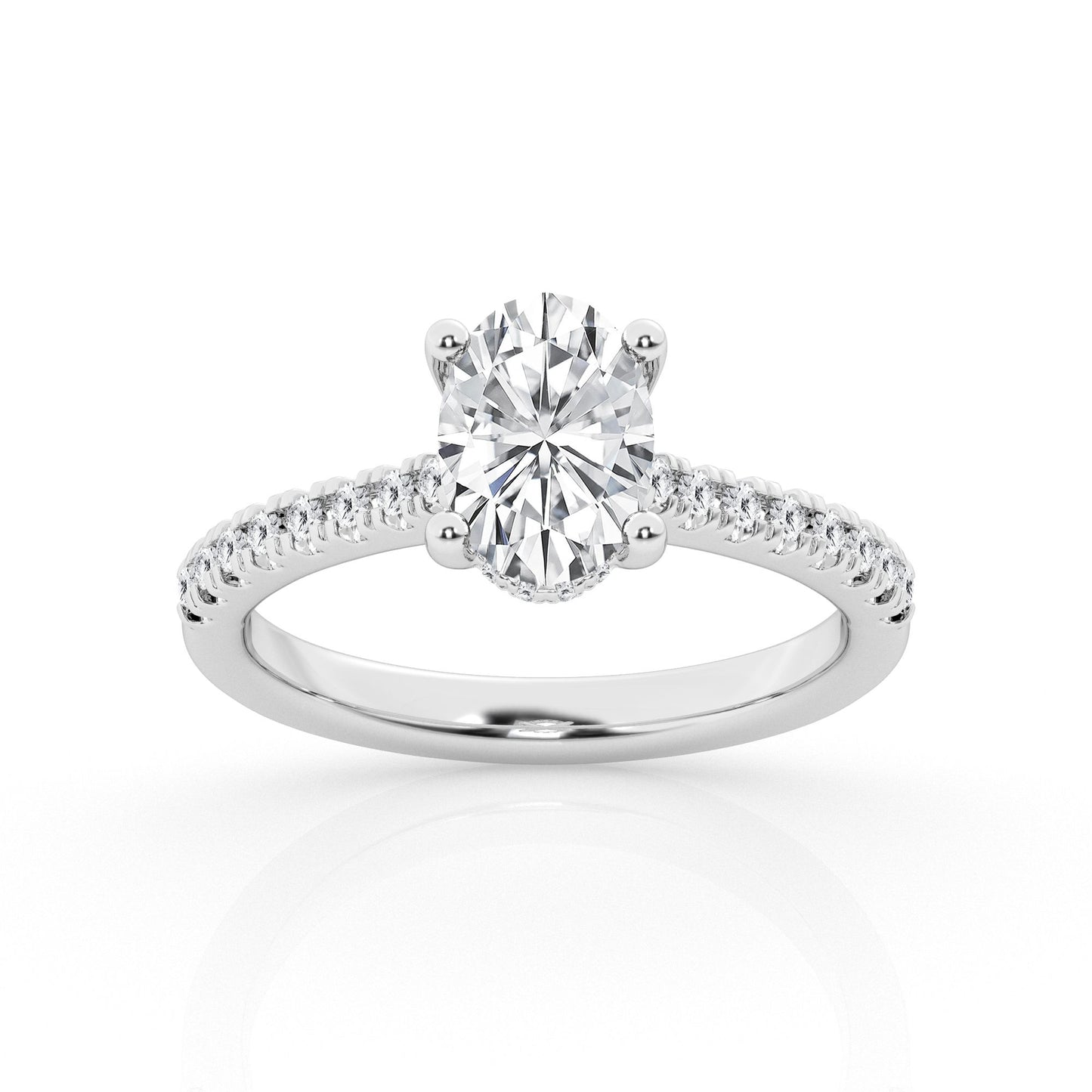 3.00 cttw Hidden Halo Bridal Ring with 2.50 ct Oval Center Stone