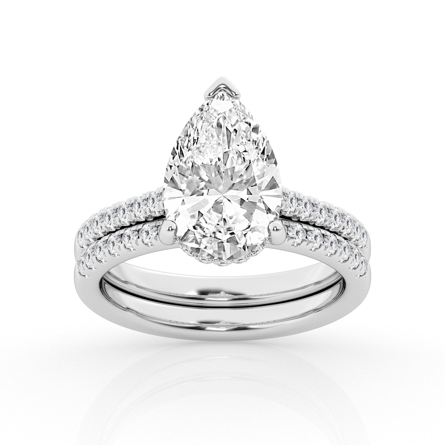 3.00 cttw Hidden Halo Bridal Ring with 2.50 ct Pear Center Stone