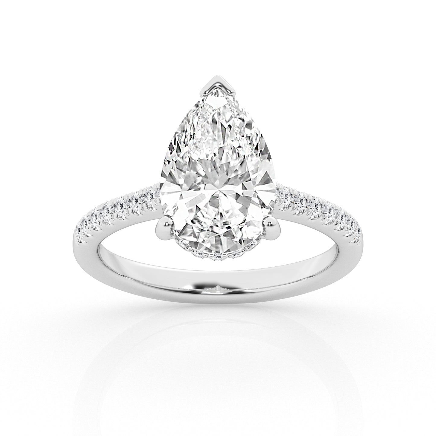 3.00 cttw Hidden Halo Bridal Ring with 2.50 ct Pear Center Stone