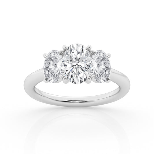 3.00 cttw  3 stone Ring with 1.50 ct Oval Center Stone