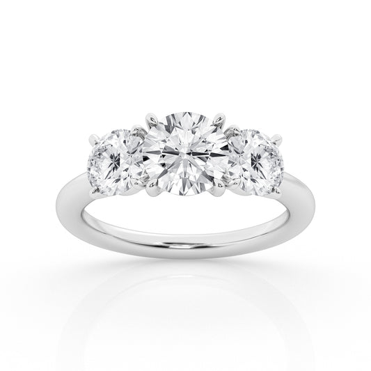 3.00 cttw  3 stone Ring with 1.50 ct Round Center Stone