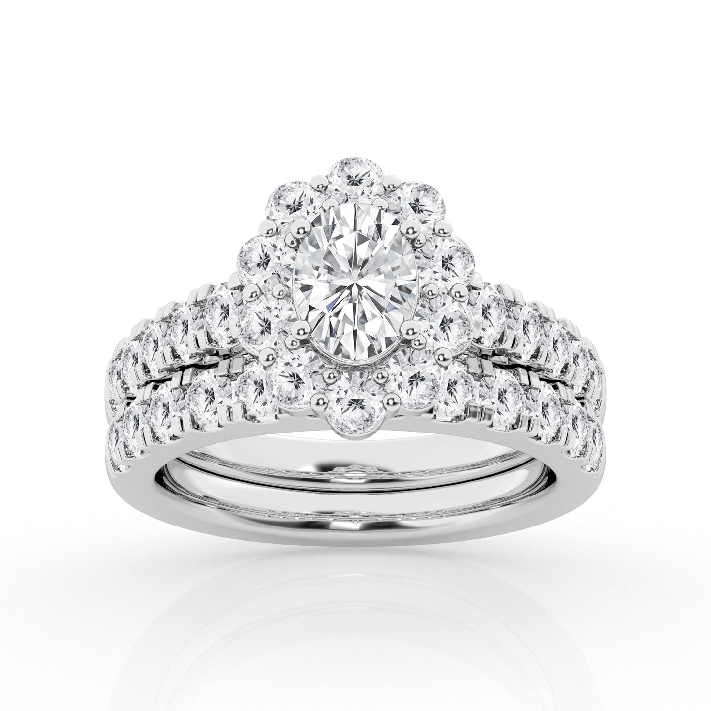 3.00 cttw Halo Bridal Ring with 1.00 ct Oval Center Stone