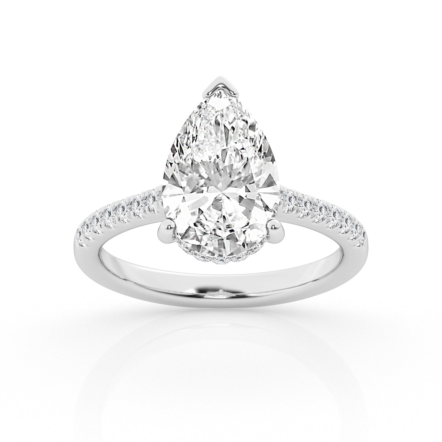 2.50 cttw  Hidden Halo Bridal Ring with 2.00 ct Pear Center Stone