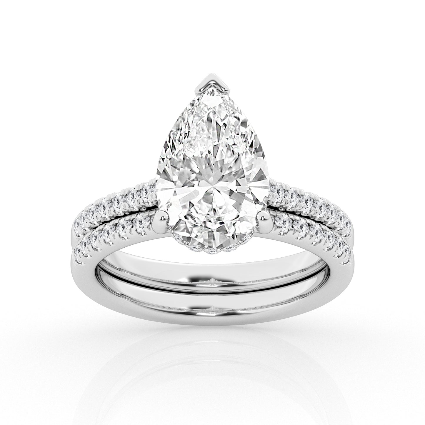 5.50 cttw Hidden Halo Bridal Ring with 5.00  center Pear