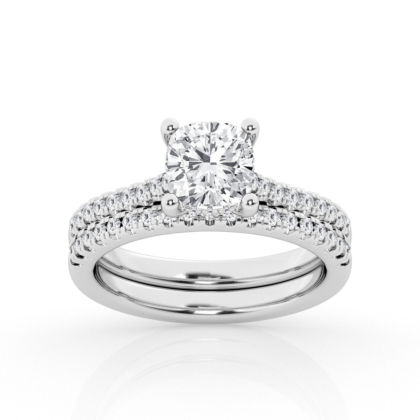 5.50 cttw Hidden Halo Bridal Ring with 5.00  center Cushion