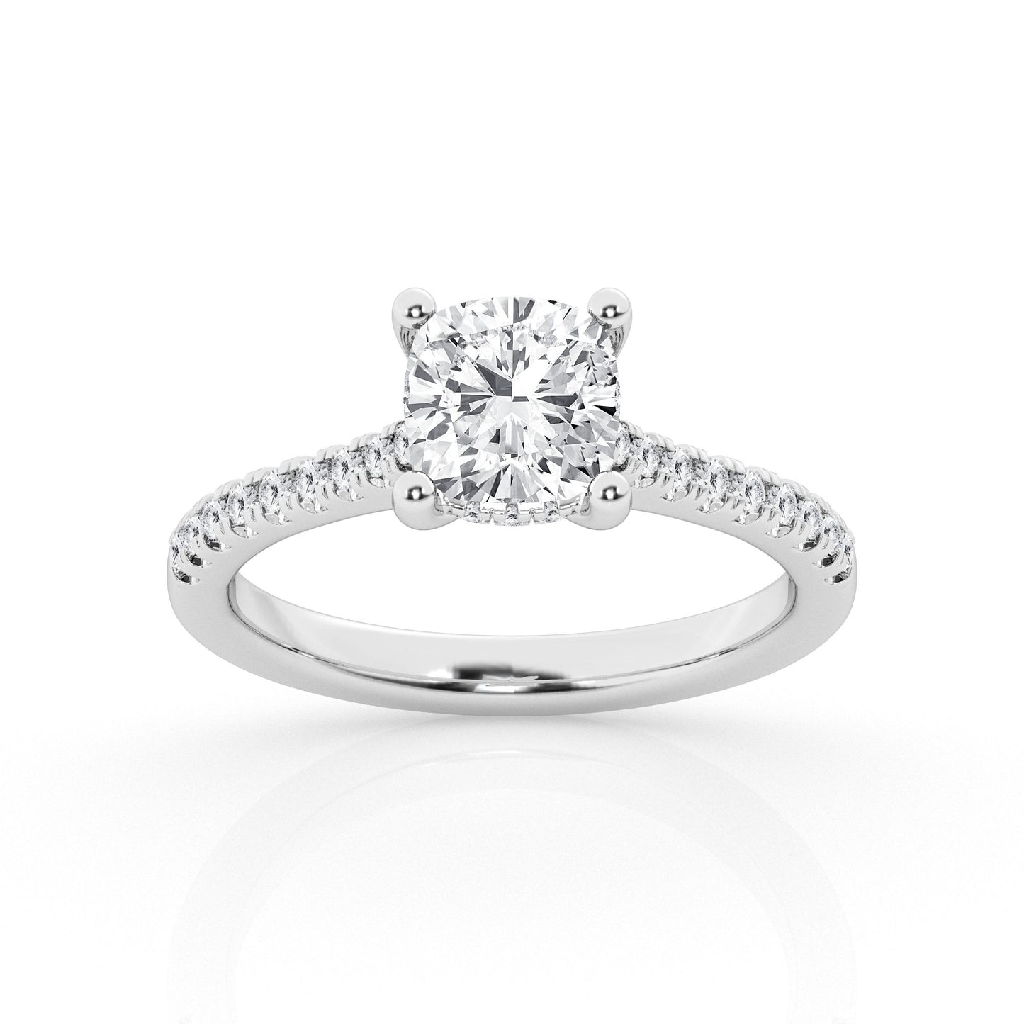 5.50 cttw Hidden Halo Bridal Ring with 5.00  center Cushion