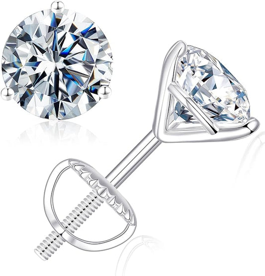 2.00 cttw 3-Prong Martini Studs - Round Diamond Earrings