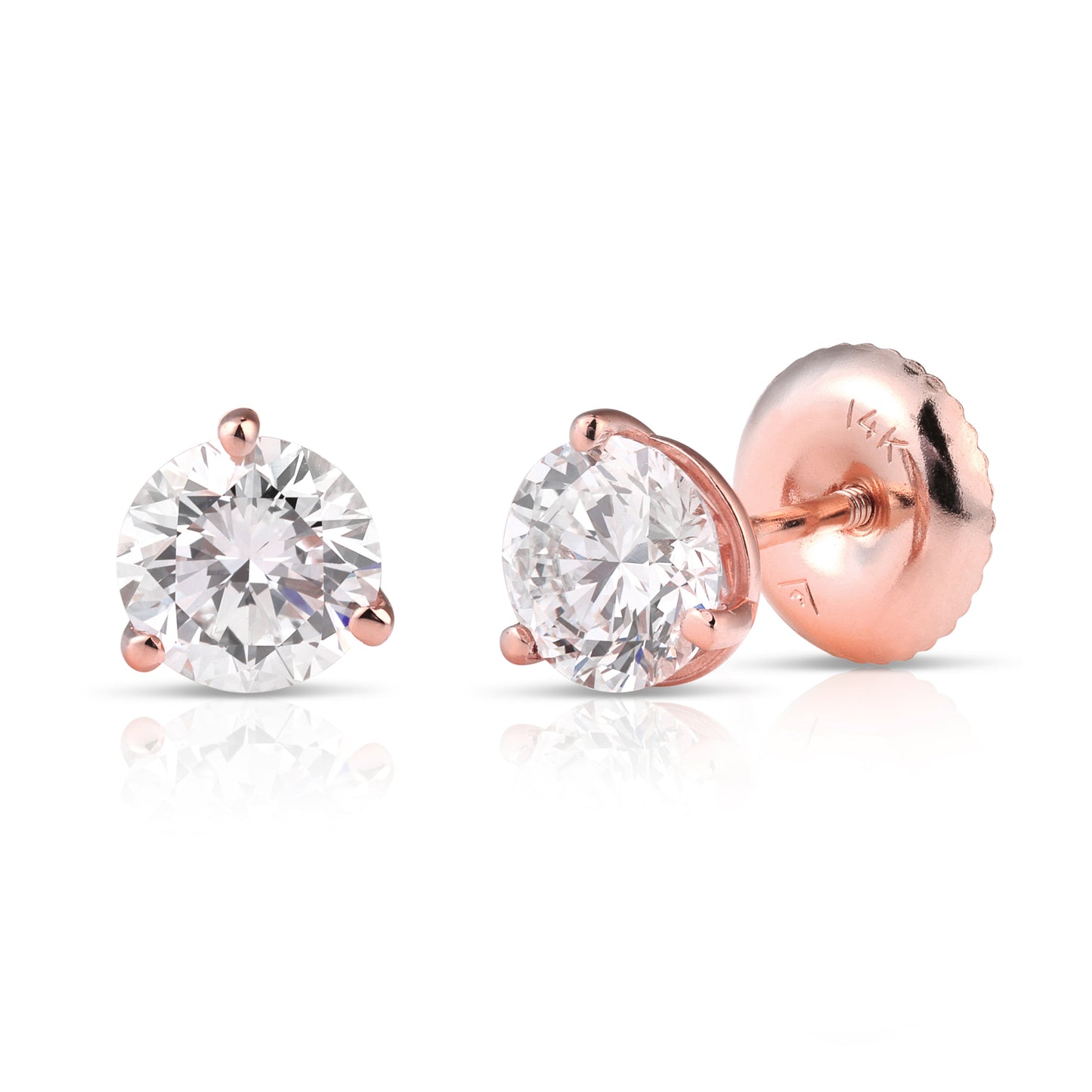 1 ct Lab Grown Stud Earrings Martini Set