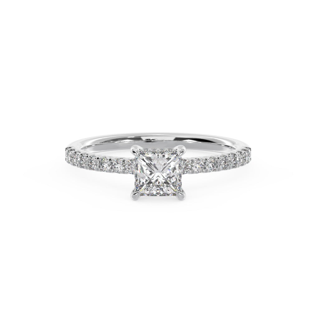 1 ctw Hidden Halo Ring Lab Grown Diamond Princess Cut Center