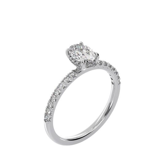 1 ctw Hidden Halo Ring Lab Grown Diamond Oval Shape Center