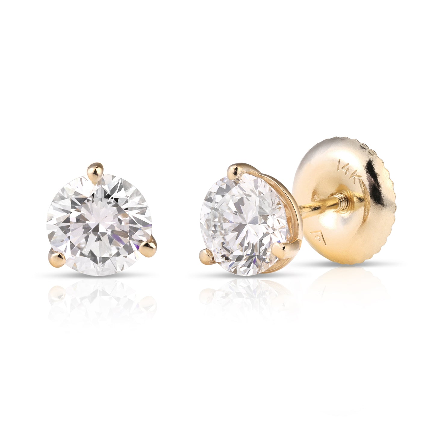 14K Diamond Stud Earrings Martini Set 0.50ct