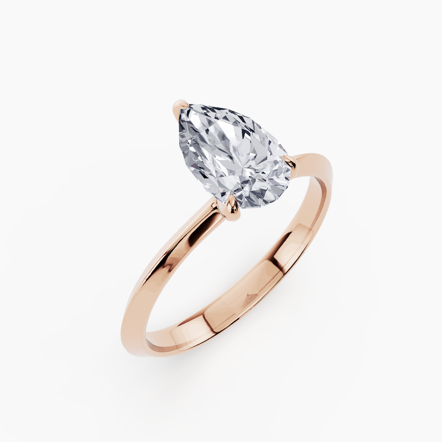 1 ct Lab Grown Pear Shape Solitaire Ring