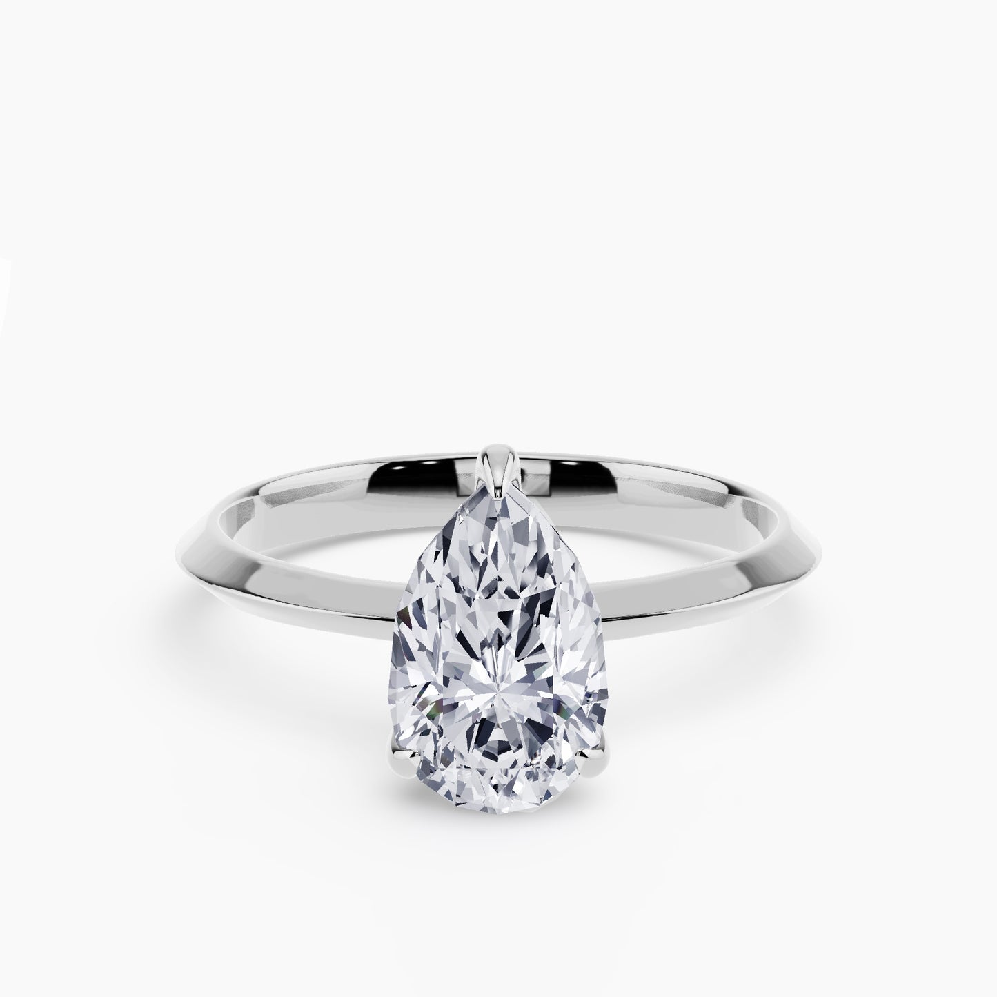 1 ct Lab Grown Pear Shape Solitaire Ring