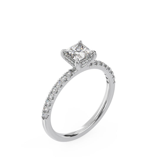 1 ctw Hidden Halo Ring Lab Grown Diamond Princess Cut Center